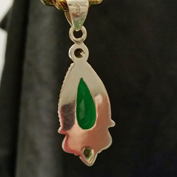 .925  Green Onyx, Peridot & Smoky Topaz Pendant - Picture 4 of 8